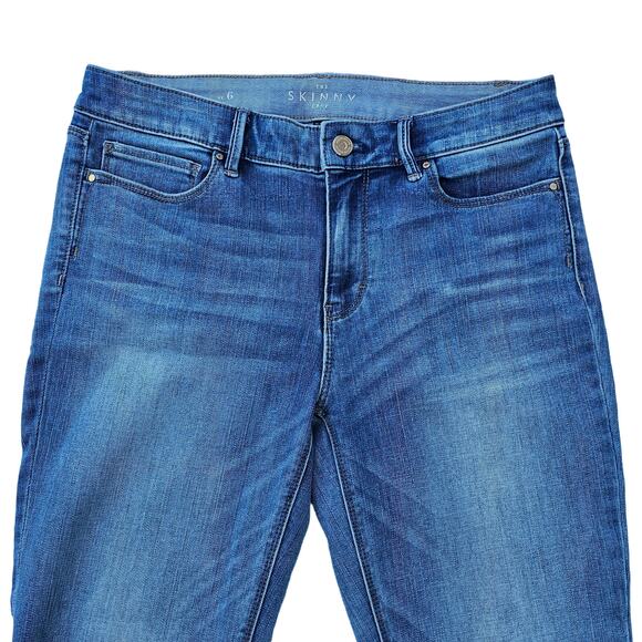 Split Hem Jeans WHBM Size 6 Crop Mid Rise Stretch Denim Cropped Skinny Pearl - Picture 2 of 10